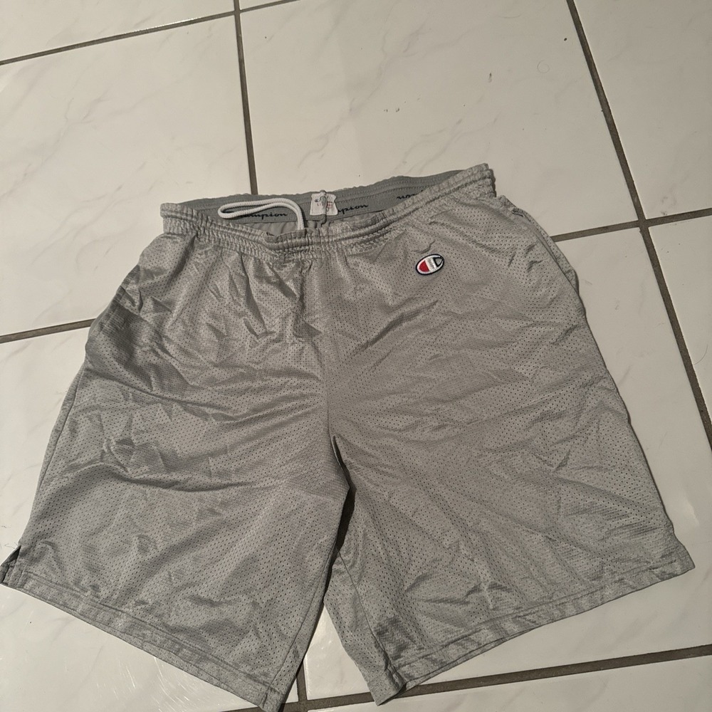 Vintage 90s Champion Gray Drawstring Cotton Gym Running Sweat Shorts Size L